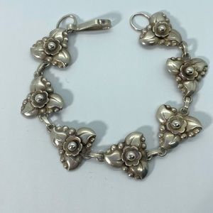 S. Christian Fogh SCF DENMARK Sterling Silver Flowers Link Bracelet 11 Gr Vtg